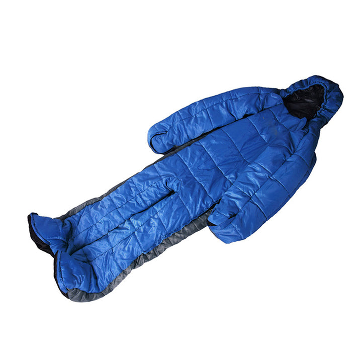 Blue Gray Color Patchwork Humanoid Sleeping Bag Human Body Can Walk Camping - Blue Force Sports