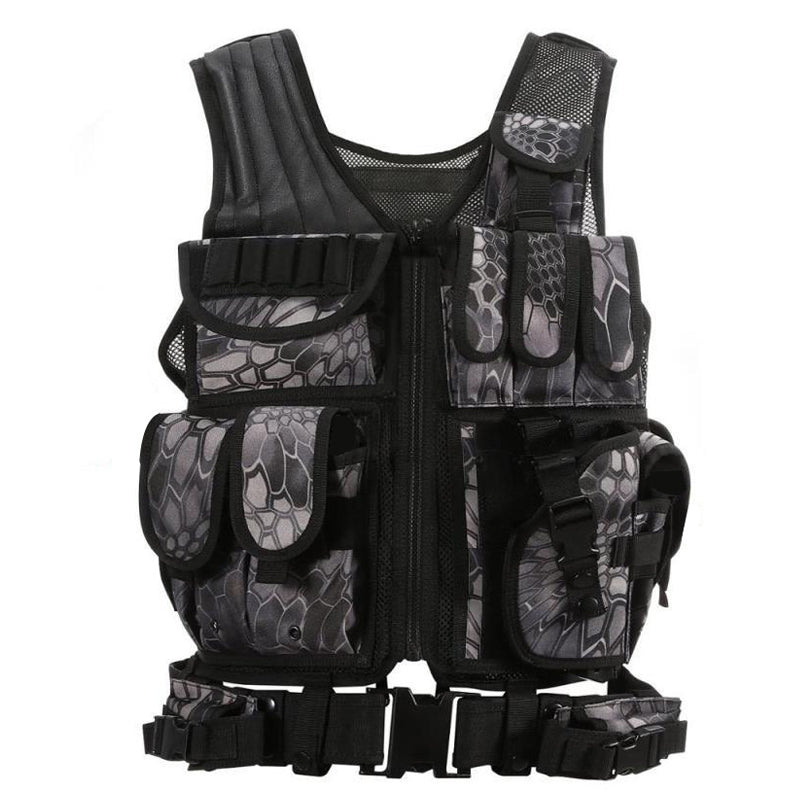 Tactical Vest Military Combat Army Armor Vests Molle Airsoft Plate Carrier Swat Vest Outdoor Hunting Fishing CS Training Vest - Blue Force Sports