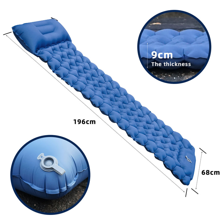 Outdoor Camping Travel Portable Inflatable Cushion Built-in Foot Inflatable - Blue Force Sports