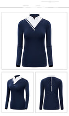 Golf Women's Long-sleeved T-shirt Stand-up Collar Sunscreen Korean Version Of Slim Sports - Blue Force Sports