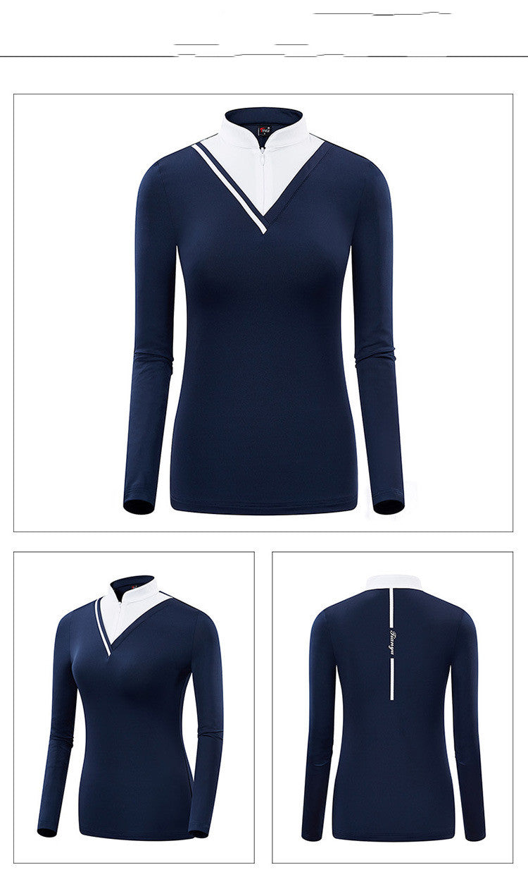 Golf Women's Long-sleeved T-shirt Stand-up Collar Sunscreen Korean Version Of Slim Sports - Blue Force Sports