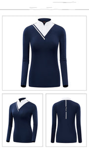 Golf Women's Long-sleeved T-shirt Stand-up Collar Sunscreen Korean Version Of Slim Sports - Blue Force Sports
