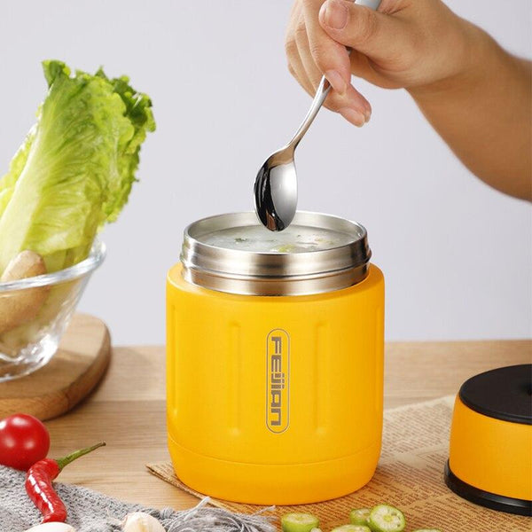 500ml Vacuum Insulated Stainless Steel Food Jar with Foldable Spoon and Wide Mouth - Perfect for Meals on the Go