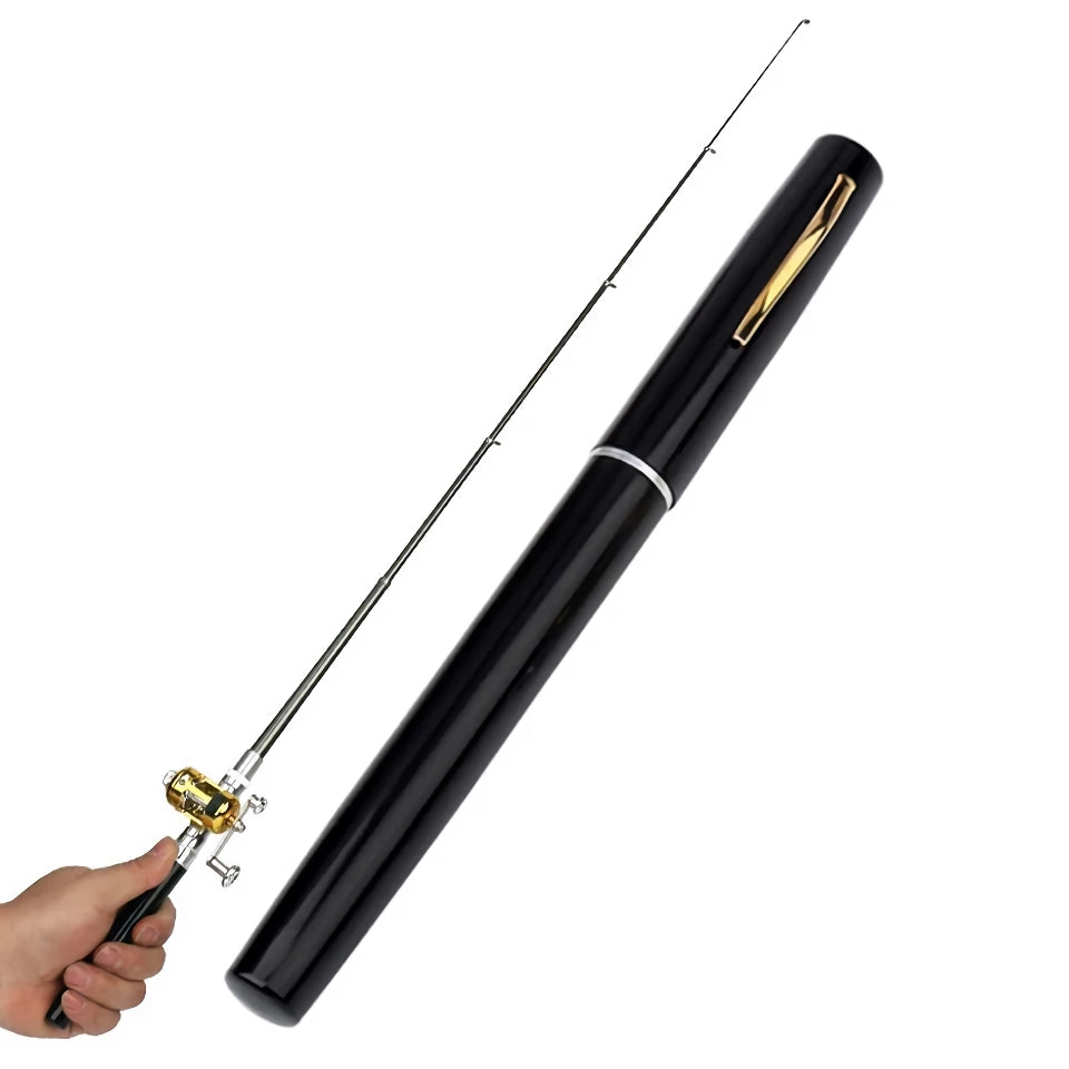 Tragbare Mini-Teleskop-Angelrute mit Rolle – Taschen-Angelrute in Stiftform