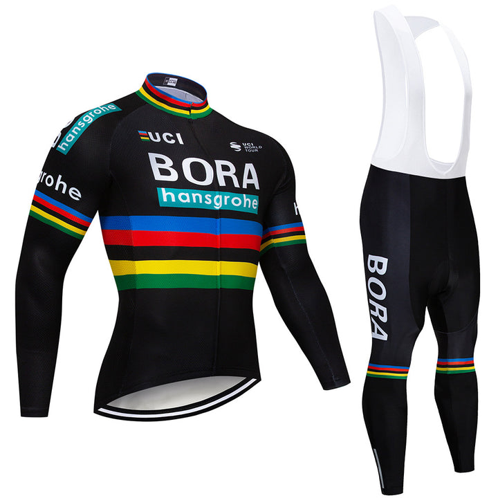 Cycling wear long-sleeved suit thin section plus velvet - Blue Force Sports