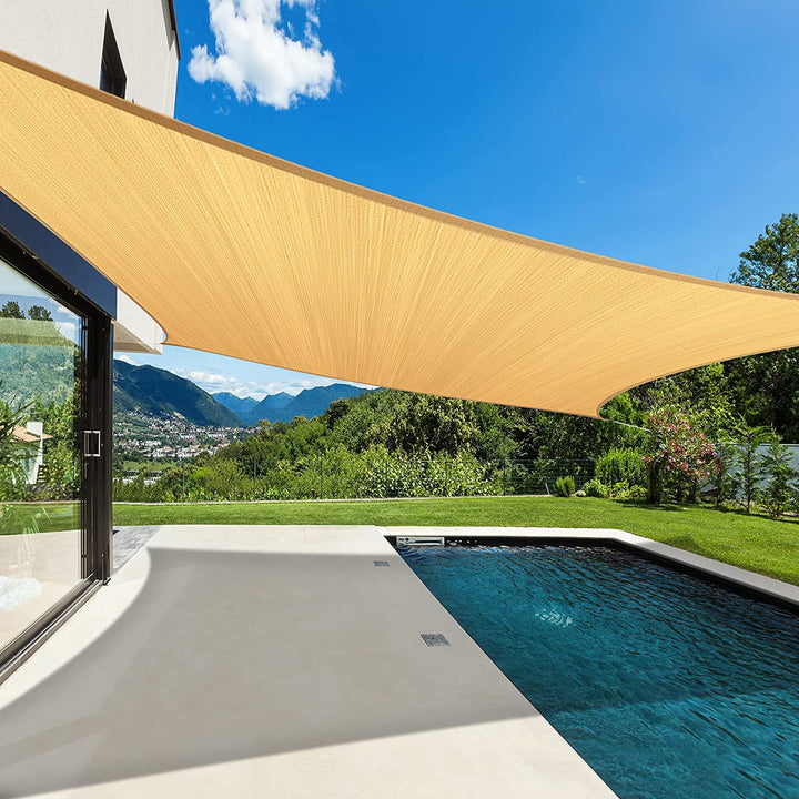 8' X 12' Sun Shade Sails Canopy Rectangle Outdoor Shade Canopy UV Shelter Canopy For Outdoor Patio Garden Backyard - Blue Force Sports