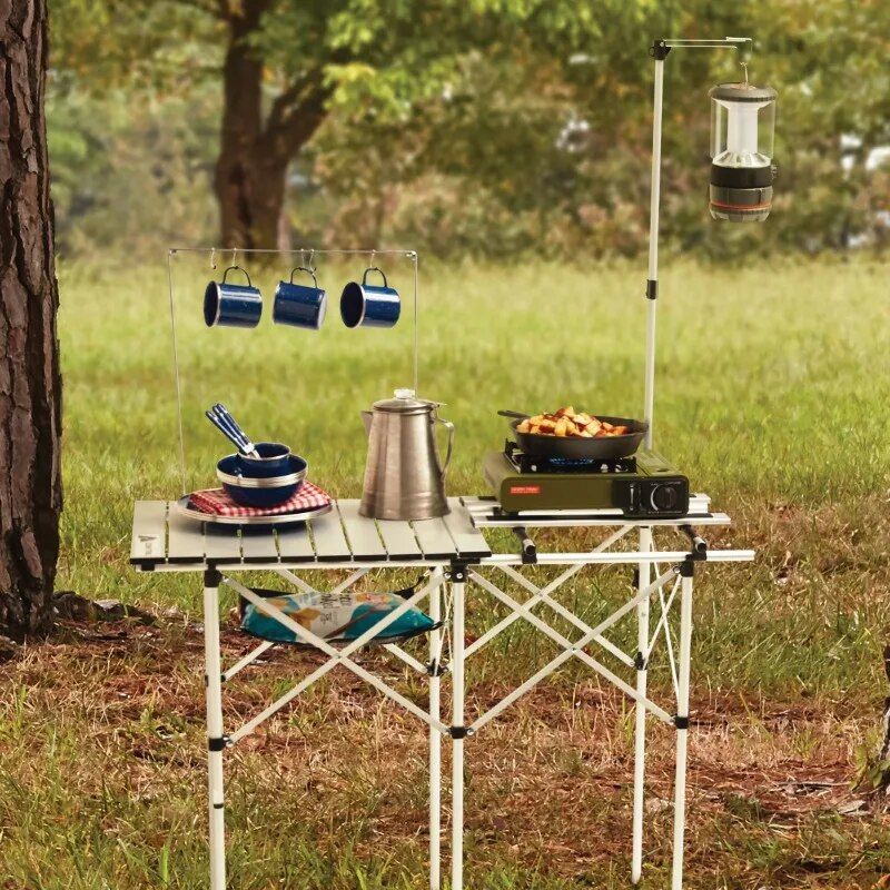 Ultimativer Camping-Küchentisch mit verstellbarer Herdplatte