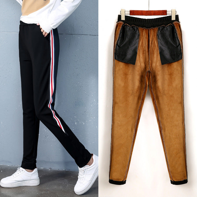 2021 autumn and winter new style, cashmere and thick sports trousers, women's casual pants - Blue Force Sports