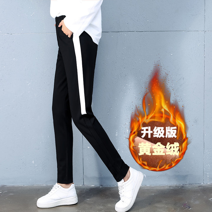 2021 autumn and winter new style, cashmere and thick sports trousers, women's casual pants - Blue Force Sports