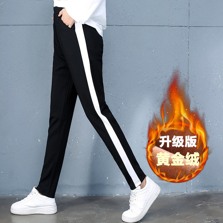 2021 autumn and winter new style, cashmere and thick sports trousers, women's casual pants - Blue Force Sports