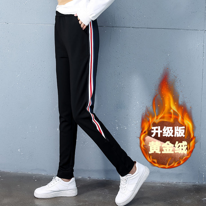 2021 autumn and winter new style, cashmere and thick sports trousers, women's casual pants - Blue Force Sports