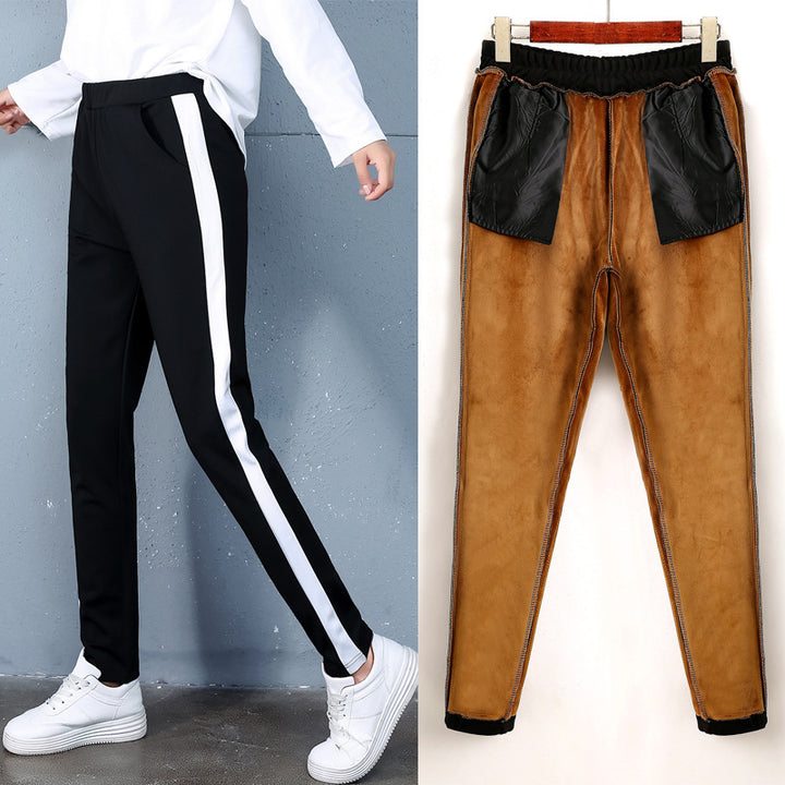 2021 autumn and winter new style, cashmere and thick sports trousers, women's casual pants - Blue Force Sports