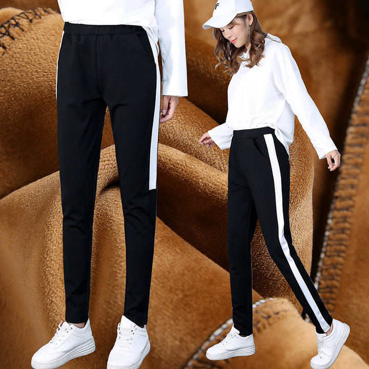 2021 autumn and winter new style, cashmere and thick sports trousers, women's casual pants - Blue Force Sports