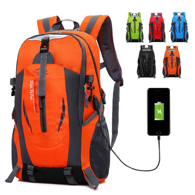 USB rechargeable bag 2021 new double shoulder bag male large capacity outdoor mountaineering bag women sports leisure travel bag - Blue Force Sports