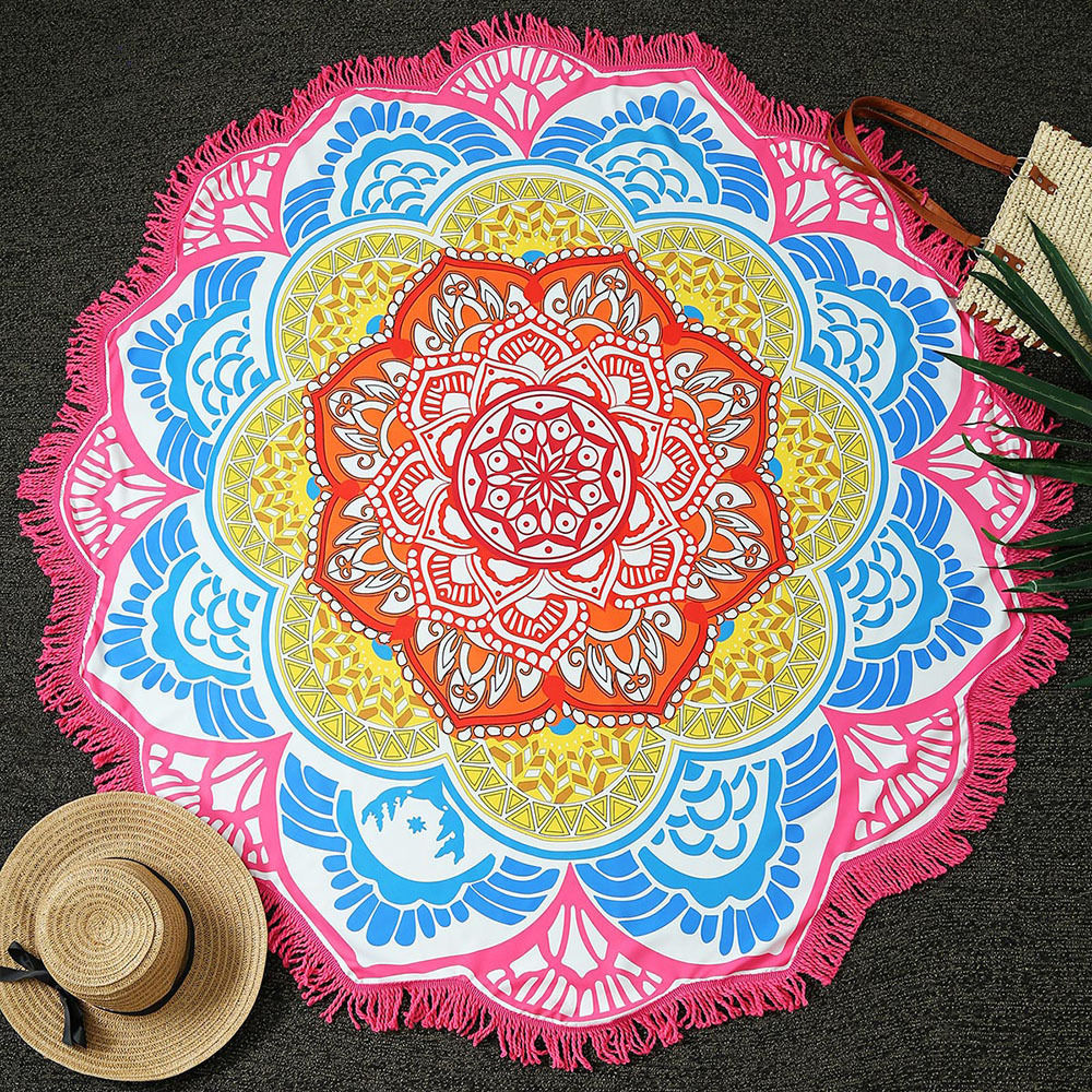 Round Printed Bath Towel Beach Towel Yoga Mat - Blue Force Sports