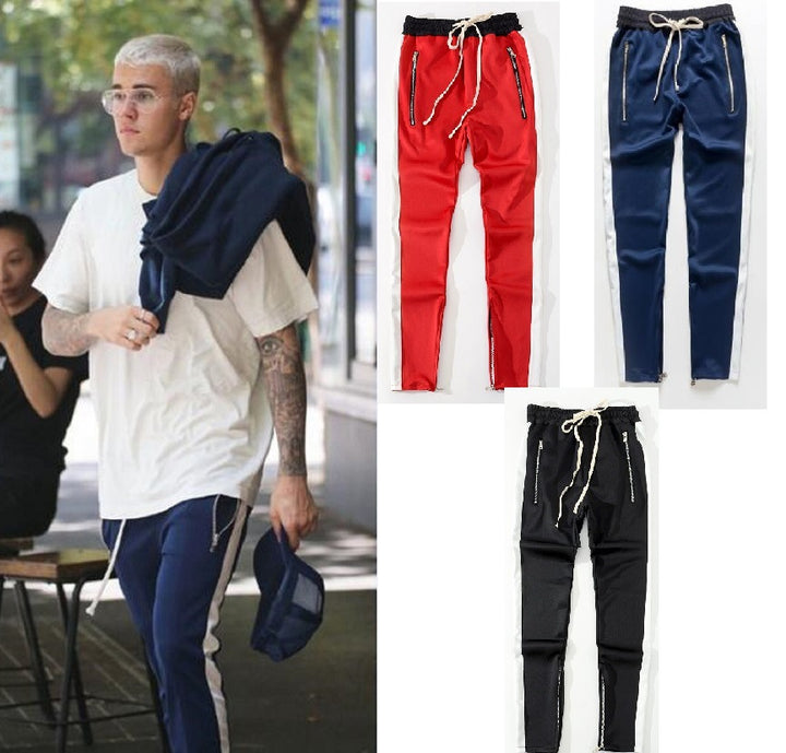 FOG Bibb with uniform pants pants trousers inside zipper retro color stripe men's casual pants - Blue Force Sports