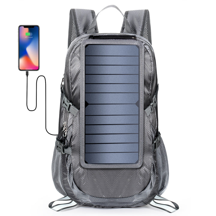 Solar Backpack Foldable Hiking Daypack With 5V Power Supply - Blue Force Sports