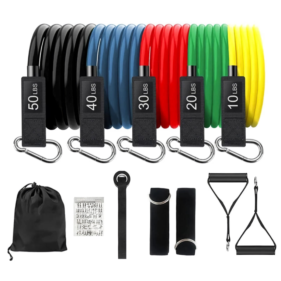 Juego completo de bandas de resistencia para gimnasio en casa