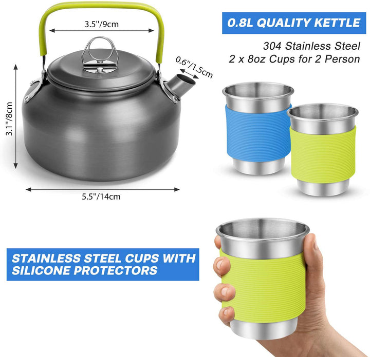 Camping Cooker Outdoor Teapot Combination Picnic Pot Set - Blue Force Sports