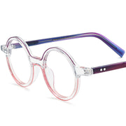 Color Blocking Fashionable Round Plate Glasses - Blue Force Sports