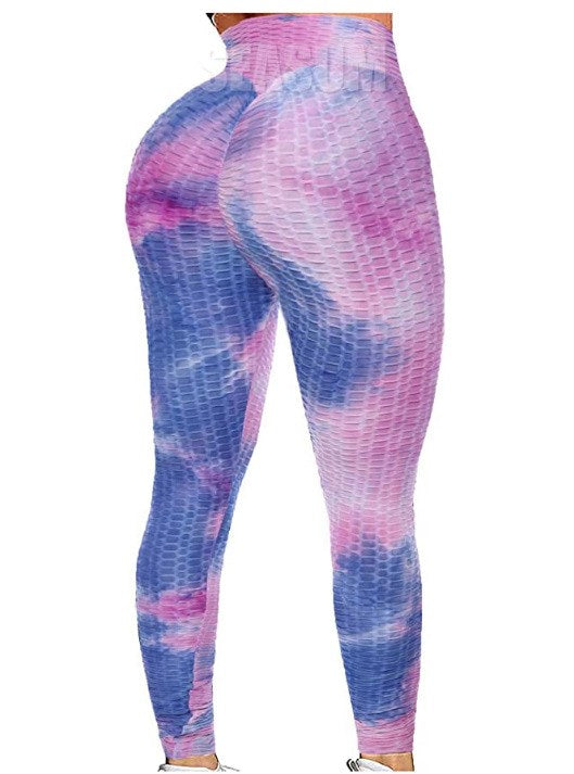 High waist hip tight tie-dye track pants - Blue Force Sports