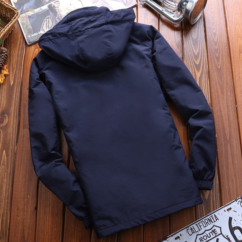 NIANJEEP autumn and winter clothing maleshield outdoor mountaineering suit and a casual and velvet jacket jacket - Blue Force Sports