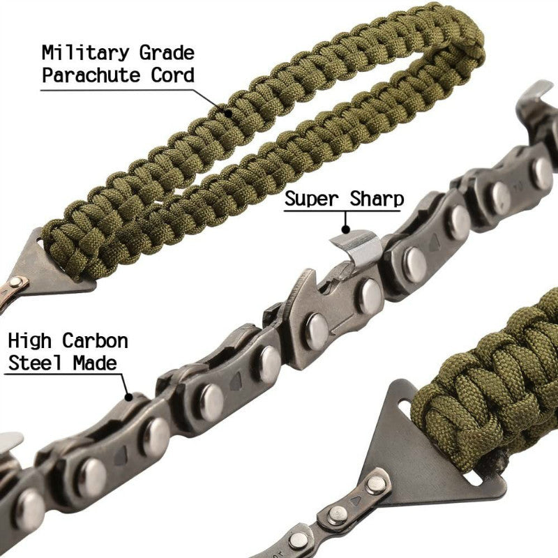 Braided Umbrella Rope Camping Survival Pocket Saw - Blue Force Sports