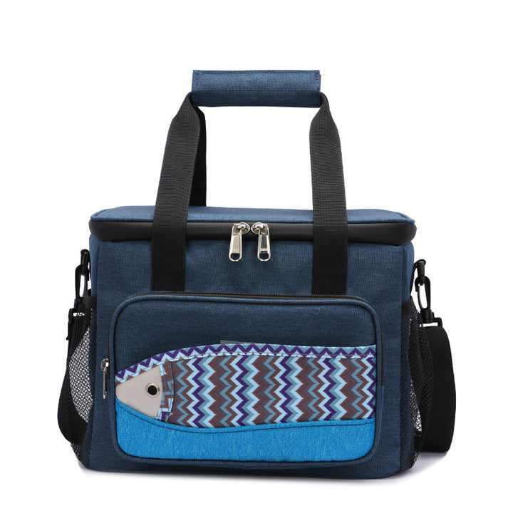 Fish Pattern Cooler Bags Lunch Box Bag EVA Insulation Waterproof Portable Lunch Bag Outdoor Multifunctional Picnic Bag - Blue Force Sports