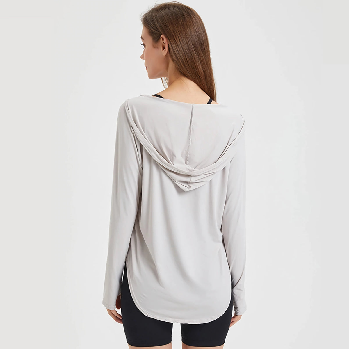 Langärmliger UV-Schutz-Yoga-Hoodie für Damen – leichtes, atmungsaktives Workout-Oberteil