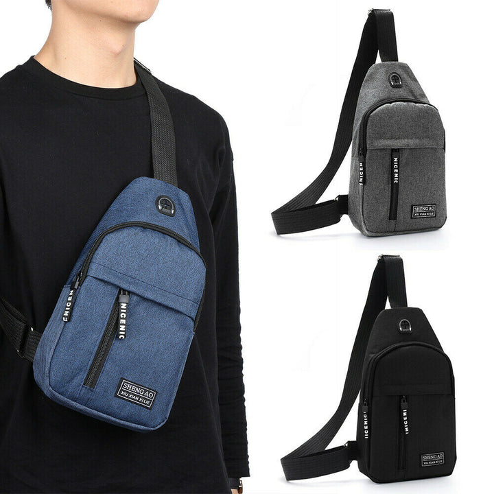 Mens Sling Bag Cross Body Handbag Chest Bag Shoulder Pack Sports Travel Backpack Gray - Blue Force Sports