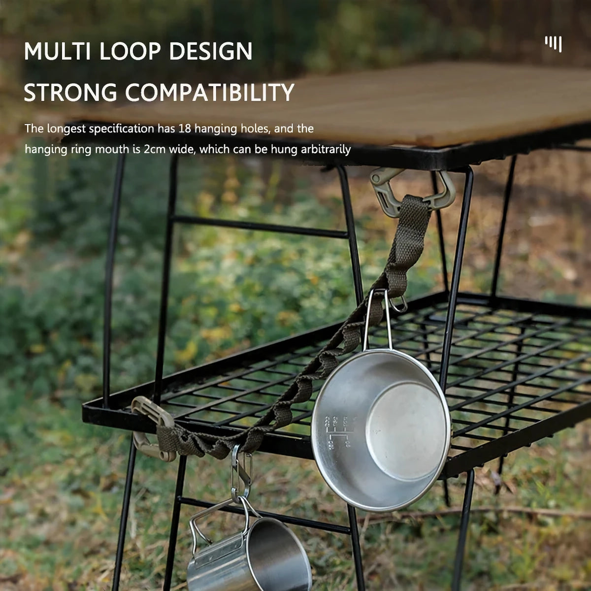 Verstellbarer Campinggurt mit Multi-Ring-Design