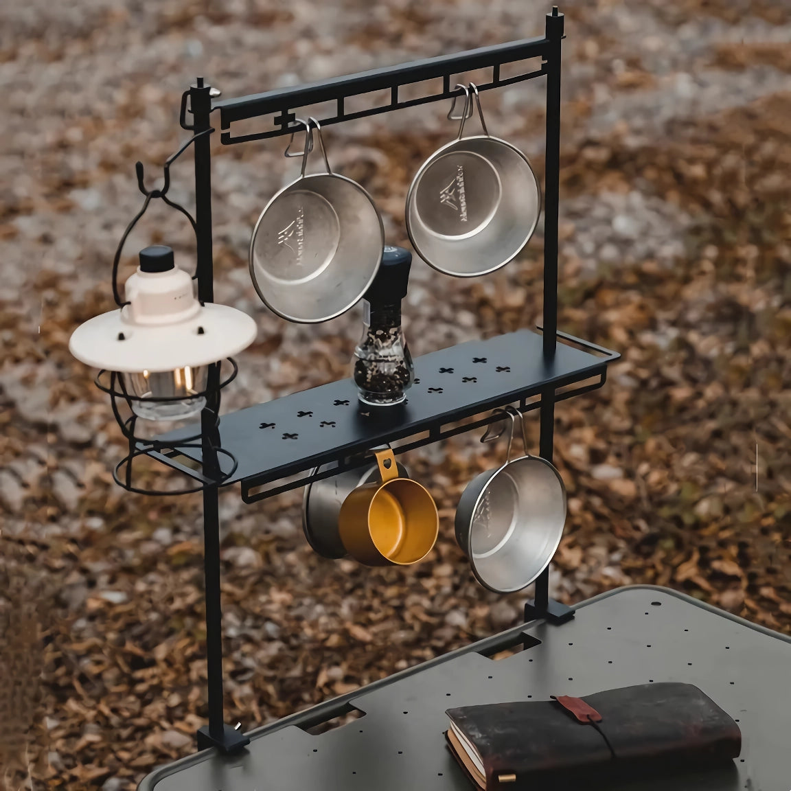 Multifunktionales tragbares Lagerregal für Campingtische