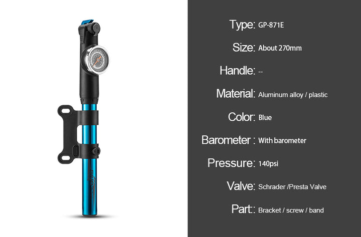 High-pressure bicycle pump - Blue Force Sports