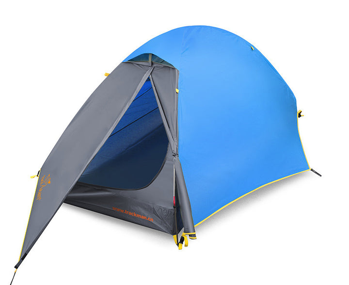 Single-person Aluminum Pole Tent Double-Layer Rainstorm-proof Windproof Light Portable Quick-Opening Professional Camping Tent - Blue Force Sports