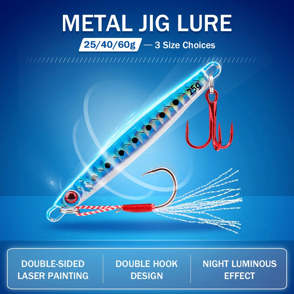 Angelköder aus Metall mit Jig-Löffel, 25 g/40 g/60 g zum Schleppangeln