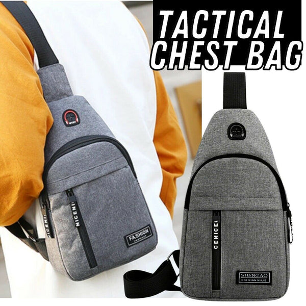 Mens Sling Bag Cross Body Handbag Chest Bag Shoulder Pack Sports Travel Backpack Gray - Blue Force Sports