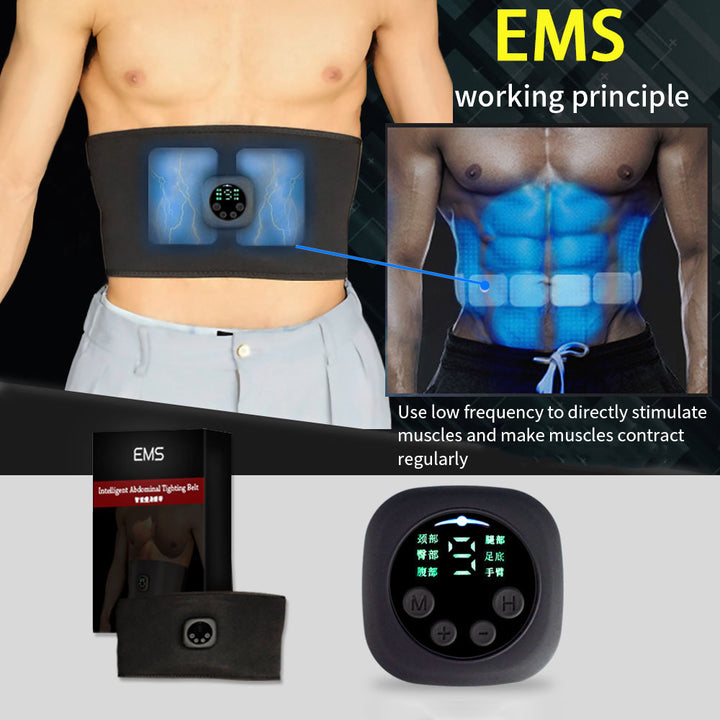 Smart Digital Display Fitness EMS Belt Abdominal Instrument Boxed Abdominal Muscle Trainer Lazy Fitness Artifact - Blue Force Sports