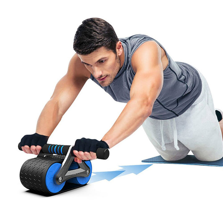 Double Wheel Abdominal Exerciser Women Men Automatic Rebound Ab Wheel Roller Waist Trainer Gym Sports Home Exercise Devices - Blue Force Sports