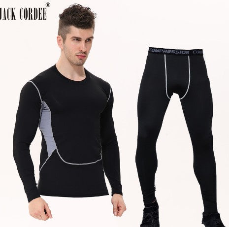 Camouflage Compression Baselayer Set Sports Compression Set Long Sleeve T-Shirt Tights Exercise Clothes Workout Bodysuit Fitness Suits For Men - Blue Force Sports