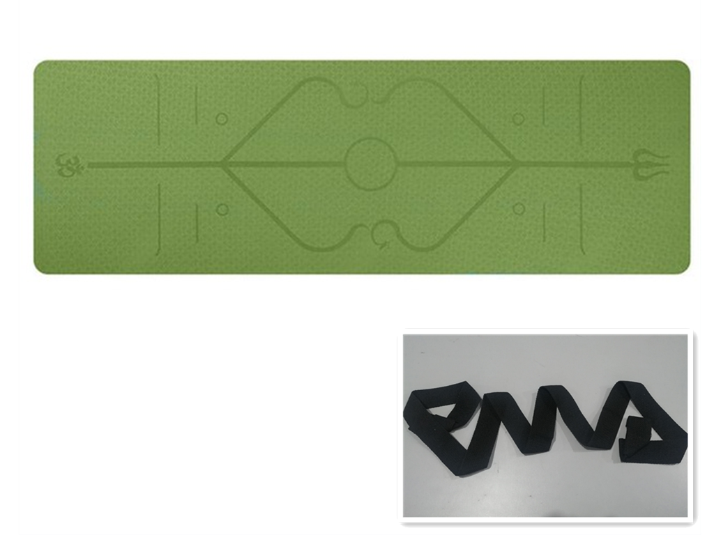 Non Slip TPE Yoga Mat Position Line Beginner - Blue Force Sports