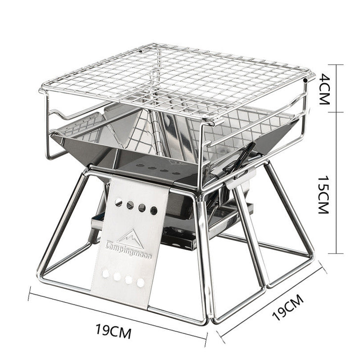 Portable Stainless Steel BBQ Grill Non-stick Surface Folding Barbecue Grill Outdoor Camping Picnic Tool - Blue Force Sports