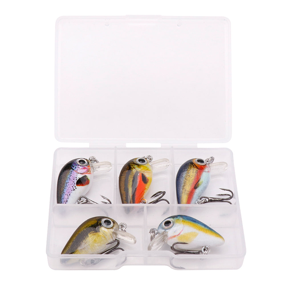 5 stücke Mini Bass Angeln Köder Set 3cm Topwater Crankbait Wobbler für Hecht