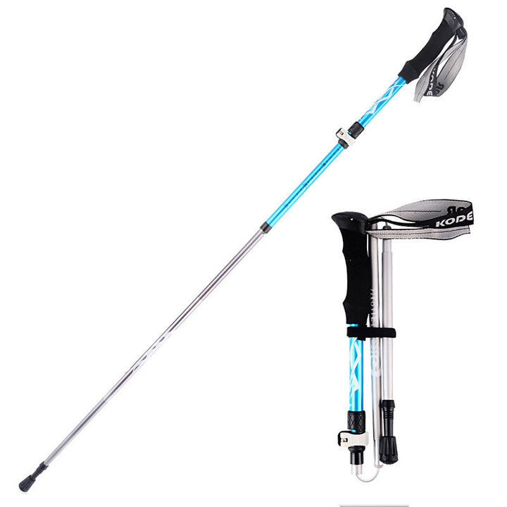 Outdoor folding trekking pole aluminum alloy 5-section outer lock and portable - Blue Force Sports