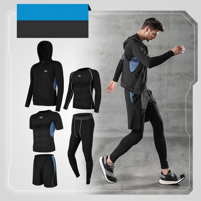 Running quick-drying basketball sports suit five-piece training suit - Blue Force Sports