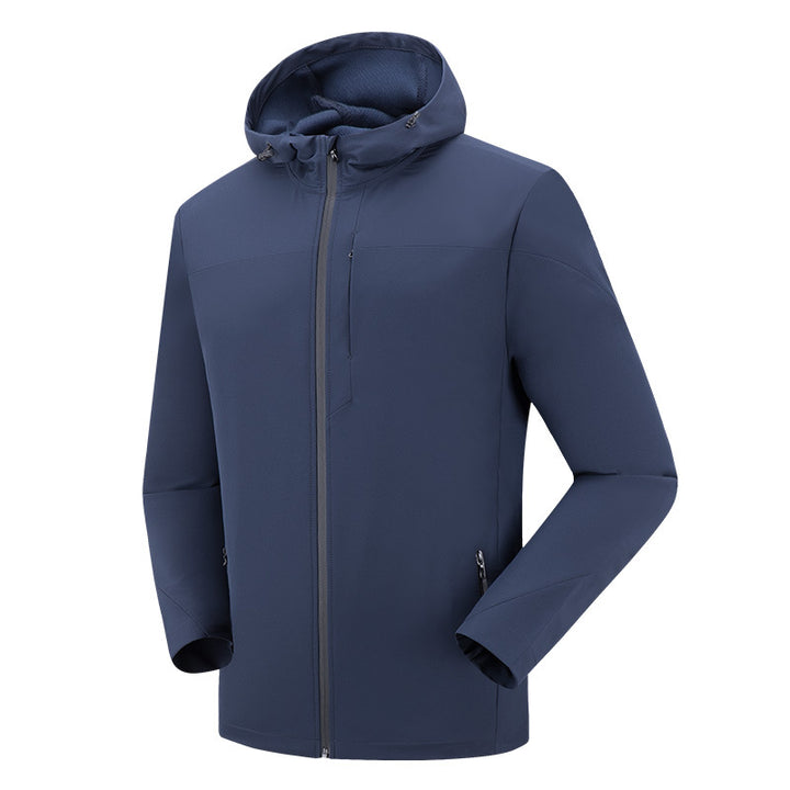 Men's movement in the spring and autumn season, men's single layer elastic mountaineering jackets, waterproof, windproof, breathable and caprant riding clothes - Blue Force Sports