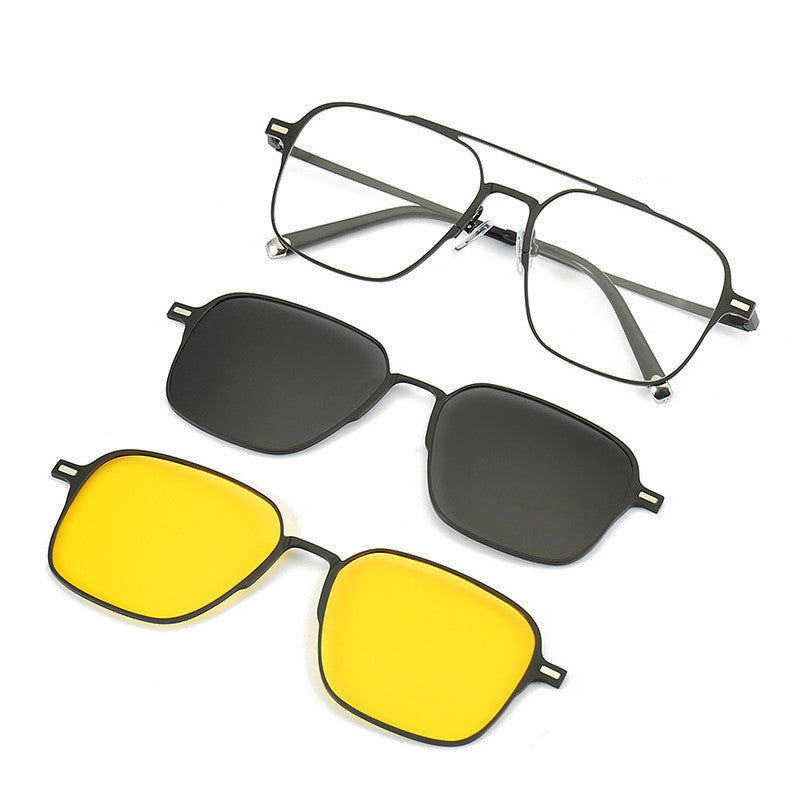 Uv Protection Sunglasses Magnetic Suction Set Mirror Myopia Frame Polarized - Blue Force Sports