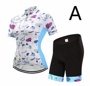 Short-Sleeved Bib Cycling Clothes Suit Bicycle Moisture Wicking Outdoor Clothes - Blue Force Sports