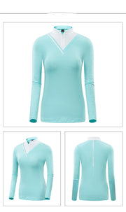 Golf Women's Long-sleeved T-shirt Stand-up Collar Sunscreen Korean Version Of Slim Sports - Blue Force Sports