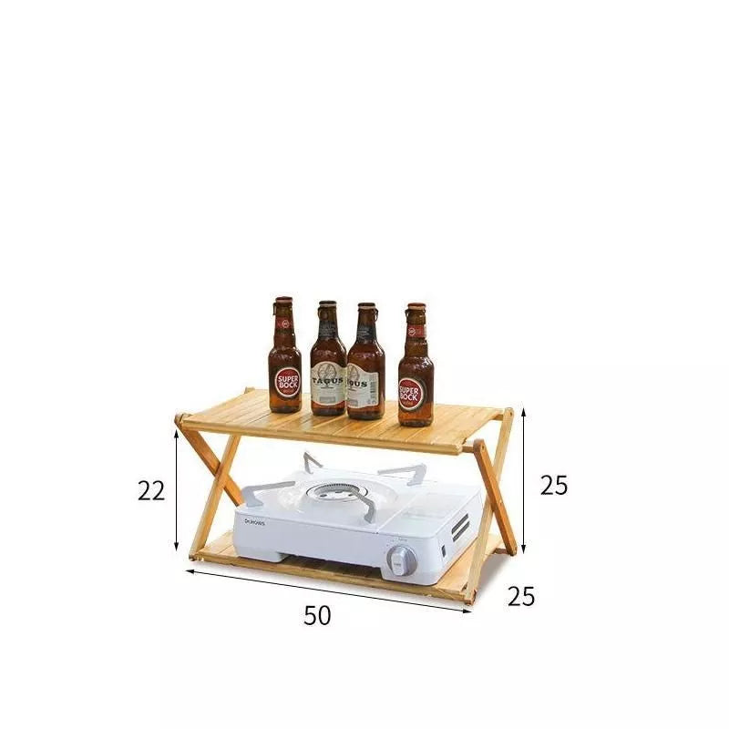 Estante plegable de bambú versátil para exteriores