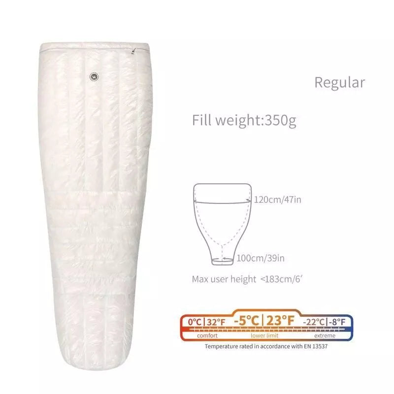 Ultra-Light 3-Season Down Sleeping Bag for Camping and Hiking